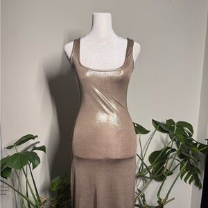 Bebe Shimmering Gold Sleeveless Dress
